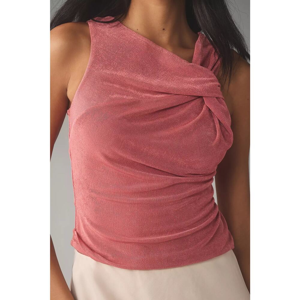 NEW Anthropologie Sunday in Brooklyn Date Night Twist Tank Pink Ruched Top Large